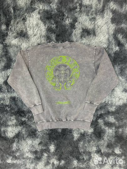 Свитшот Chrome Hearts серый с зеленым