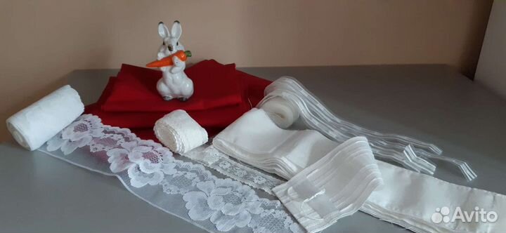 Ткань, шторная тесьма, кружево