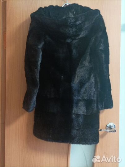 Шуба норковая с капюшоном 44 46 черная