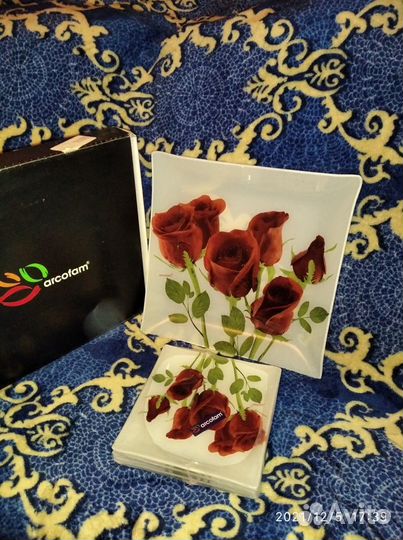 Винтажные ваза, блюдо, поднос