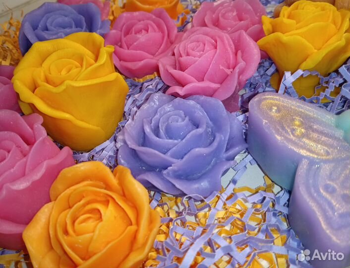 Мыло ручной работы, подарочное, розы мишка бабочка