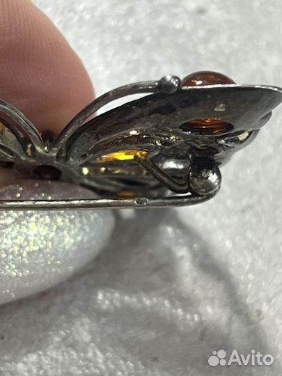 Брошь бабочка серебряная