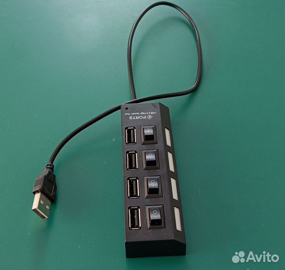 USB HUB 2.0 хаб на 4 порта с кнопками вкл./выкл