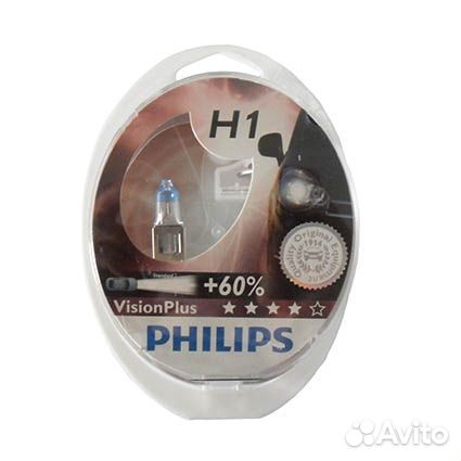 Автолампа philips H1 12V 55W P14,5st +50 Vision Pl