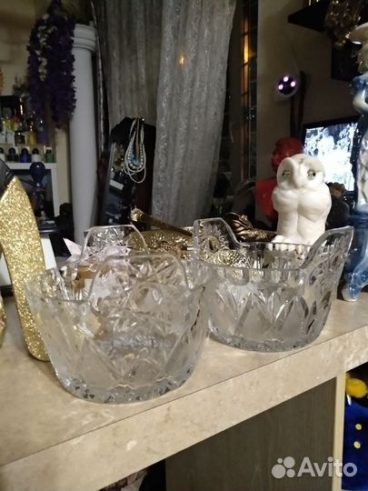 Хрустальная ваза «Ушат». Салатница. Хрусталь СССР