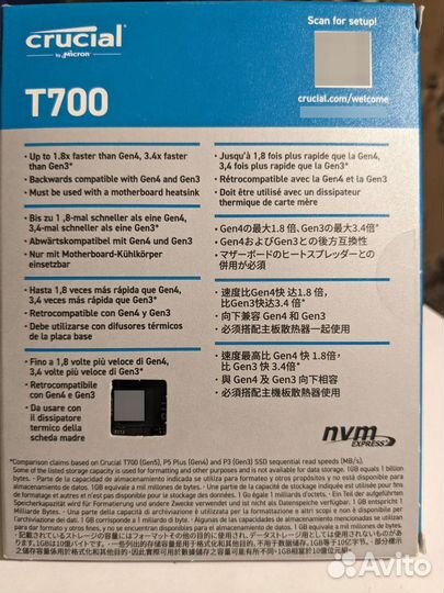 SSD накопитель Crucial T700, 1Тб