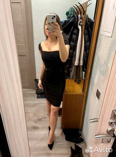 Бандажное платье 42 черное