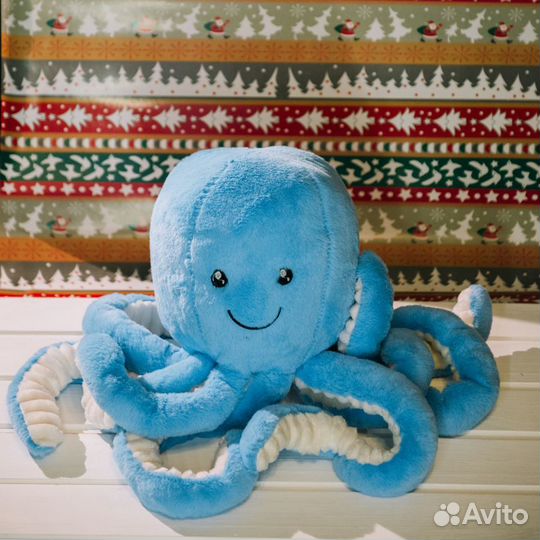 Плюшевый осьминог (голубой, синий, розовый)