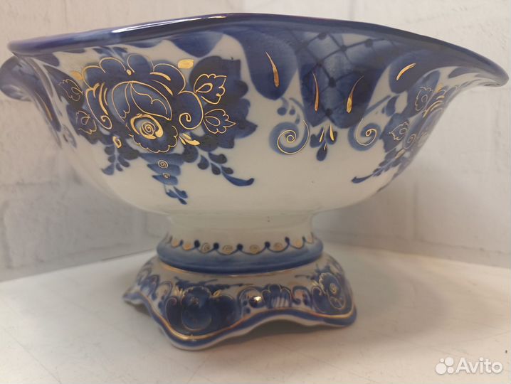 Конфетница Гжель, позолота