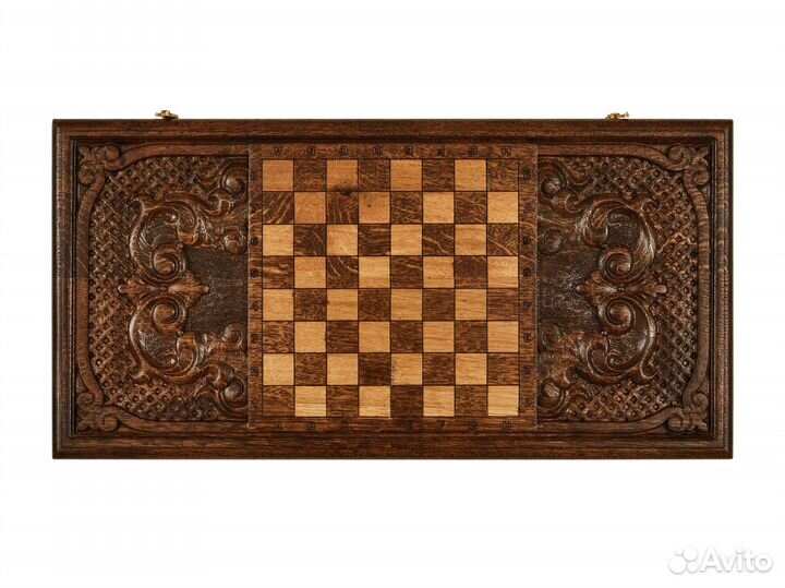 Нарды и шашки резные Герб РФ 50 х 50 см Бук Армения 62455