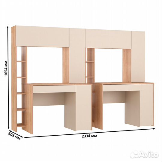 Два больших компьютерных стола Mobi Комфорт 12.71 цвет гикори рокфорд натуральный/сатин