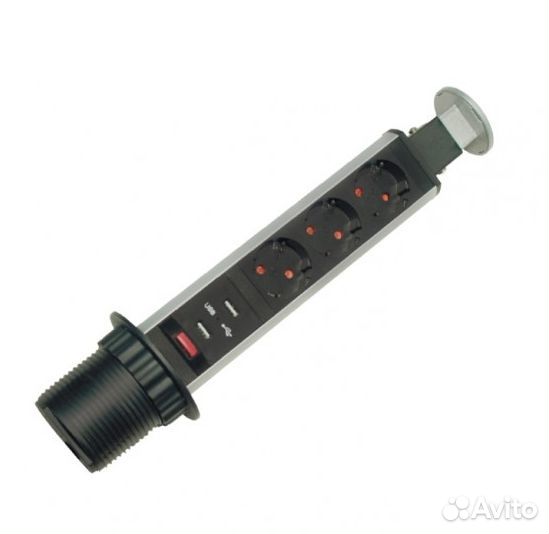 Блок розеток выдвижной, вертикальный со шнуром пи