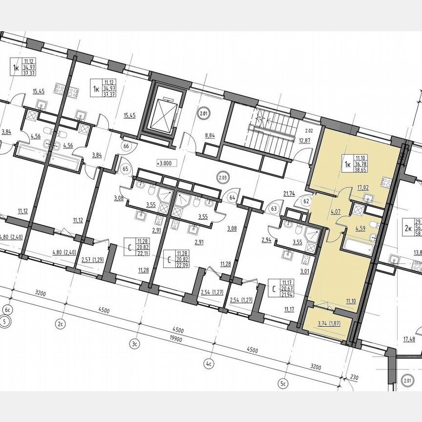 1-к. квартира, 38,7 м², 2/12 эт.