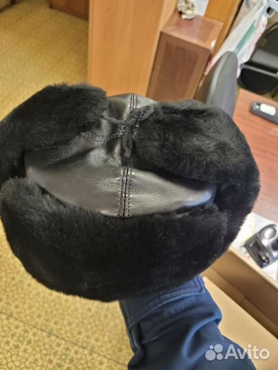 Шапка лётная меховая с кожанным верхом