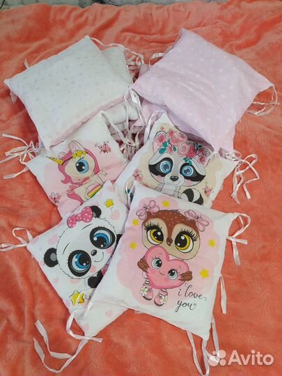 Бортики в детскую кроватку для девочки