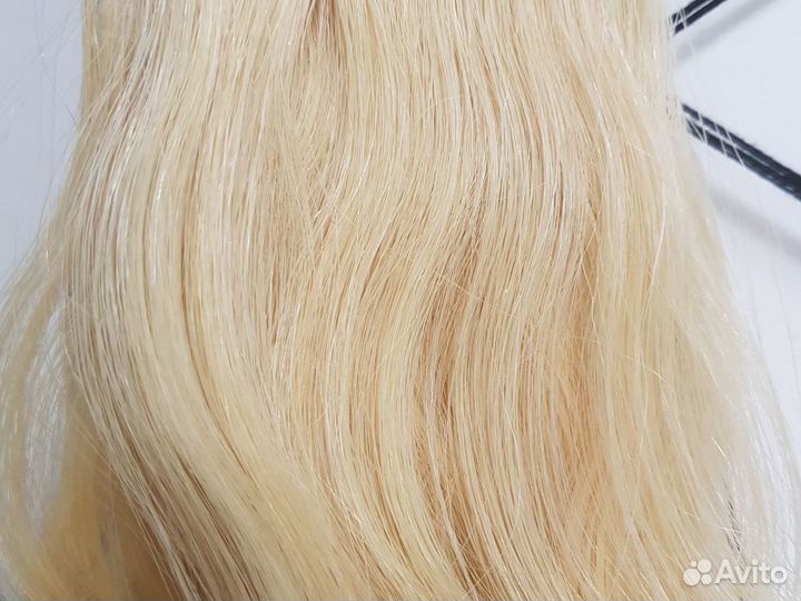 Волосы натуральные на биоленте, заколка блонд