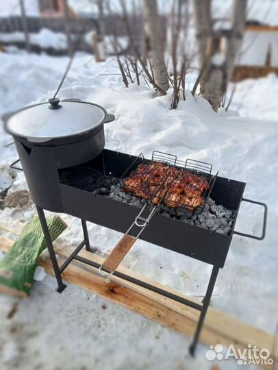 Мангал с печью под казан