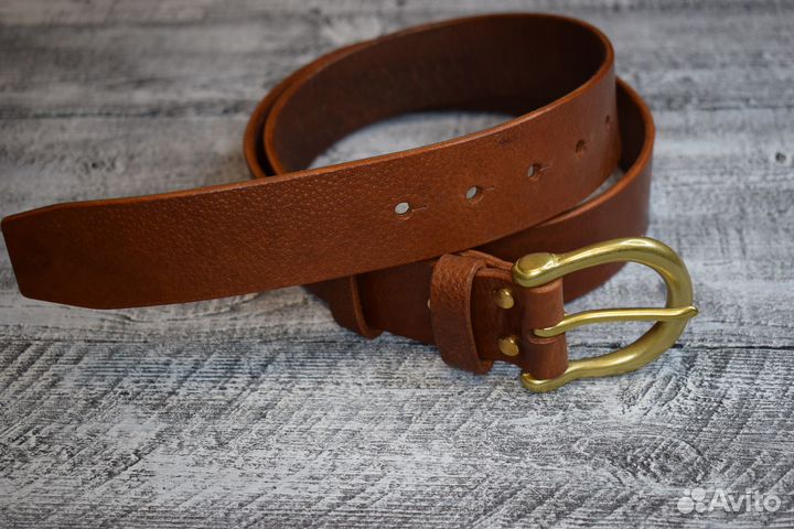 Ремень мужской ручной работы, рыжий