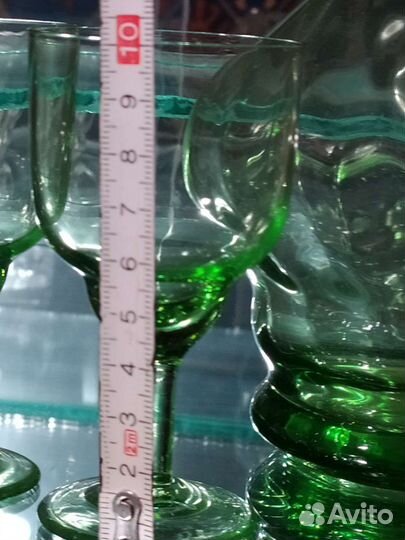 Фужеры бокалы зеленое стекло СССР. Винтаж