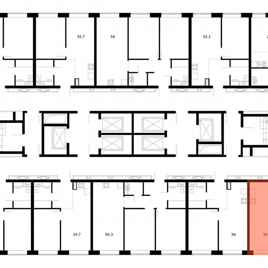 1-к. квартира, 38 м², 24/62 эт.