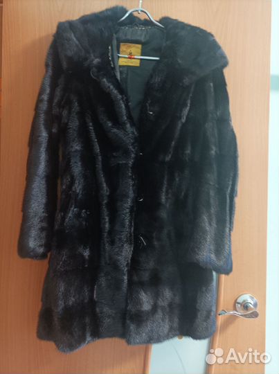 Шуба норковая с капюшоном 44 46 черная
