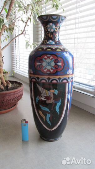 Большая красивая ваза клуазоне Япония 19 век