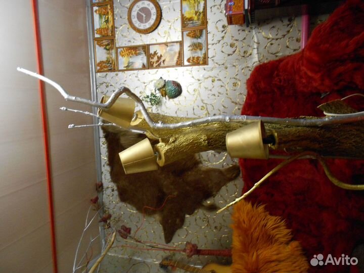 Торшер из дерева Оформление стены в бане