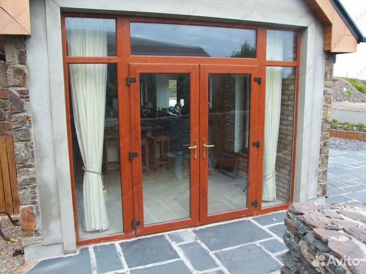 Двери пвх панорамные коричневые