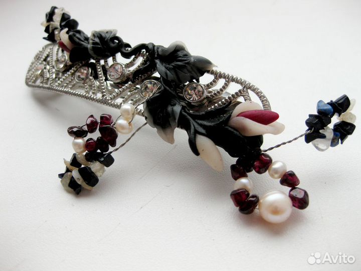 Заколка ручной работы из полимерной глины