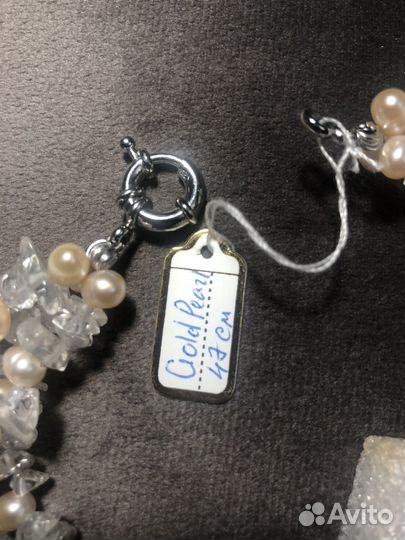 Жемчужное колье бусы, серьги