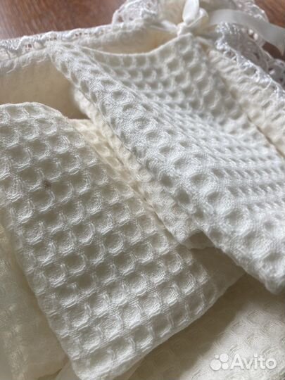 Корзиночка из вафельной ткани с 2 полотенцами