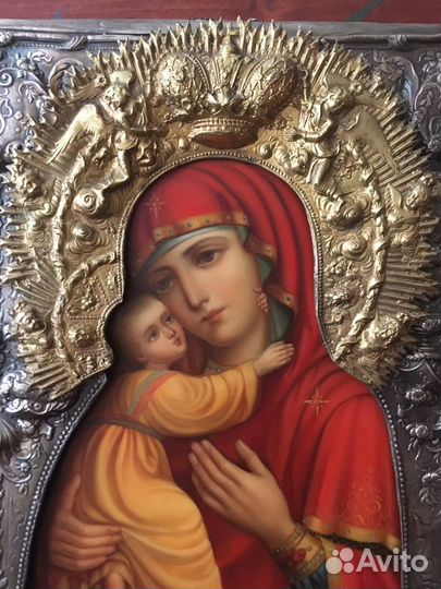 Икона владимирская богоматерь в окладе - продаю