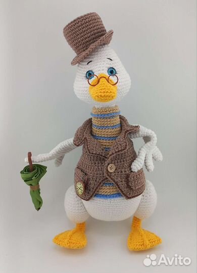 Гусь вязаный игрушка для декора детской подарок