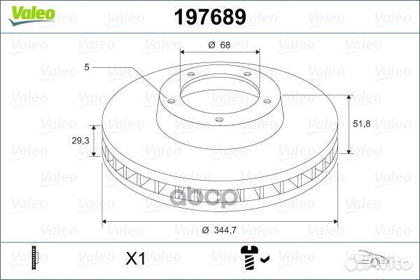Диск тормозной Перед перед 197689 Valeo