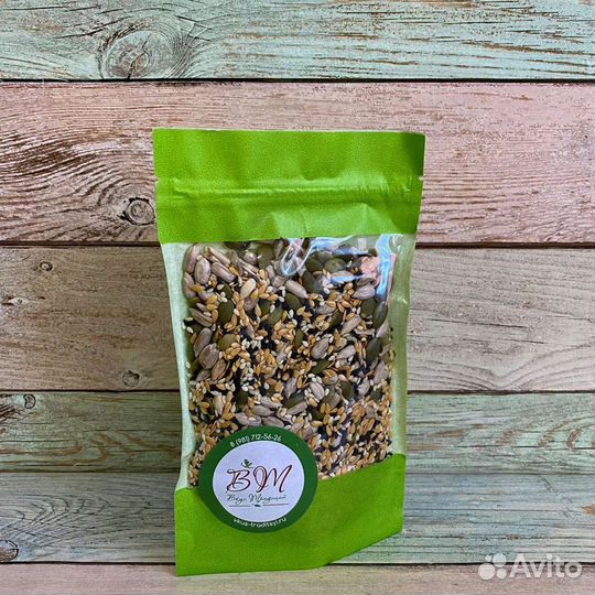 Смесь семян (подсолнечник/тыква/лен/кунжут) 300гр