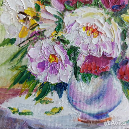 Картина с пионами 