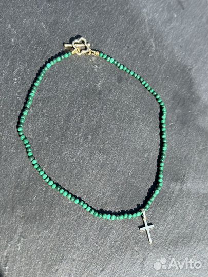 Чокер из натурального малахита