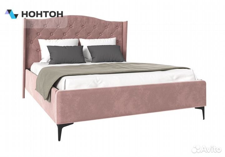 Кровать Флоренция велюр розовый
