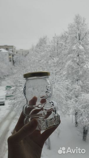 Банка стеклянная в виде медведя для мëда