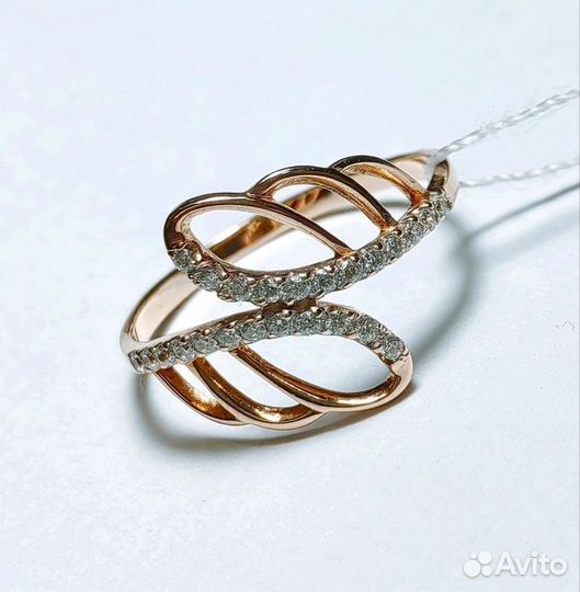 Золотое кольцо с фианитом 19р