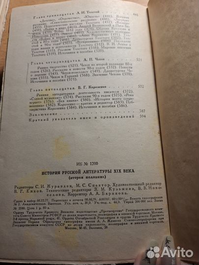 История русской литературы 19 века 1978г