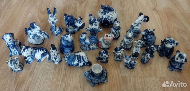 Коллекция гжели.Животные. Статуэтки фарфор