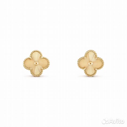 Cерьги Van Cleef Vintage Alhambra Желтое Гильоше