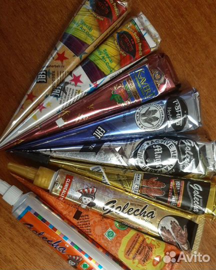 Хна для тату в конусах черная, коричневая, белая