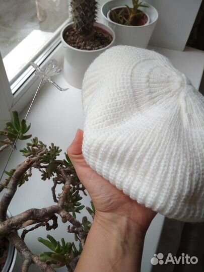 Зимний комплект белые шарф и берет, новый, р.56-58