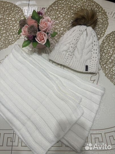 Шапка и шарф зимние женские