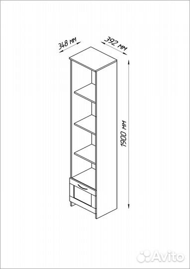 Стеллаж Сириус 1 ящик 39х190 белый IKEA Brimnes