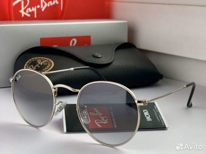 Очки ray ban round metal пепельные