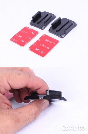 Изогнутая и прямая клеящиеся крепления для GoPro