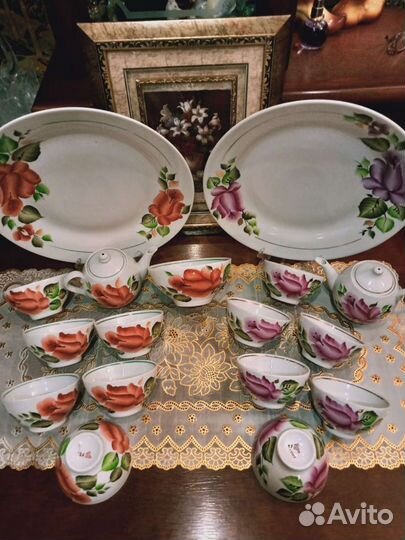 Сервиз чайный с росписью, винтаж